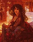 Harem Paintings - Harem Girl by Frederick Arthur Bridgman